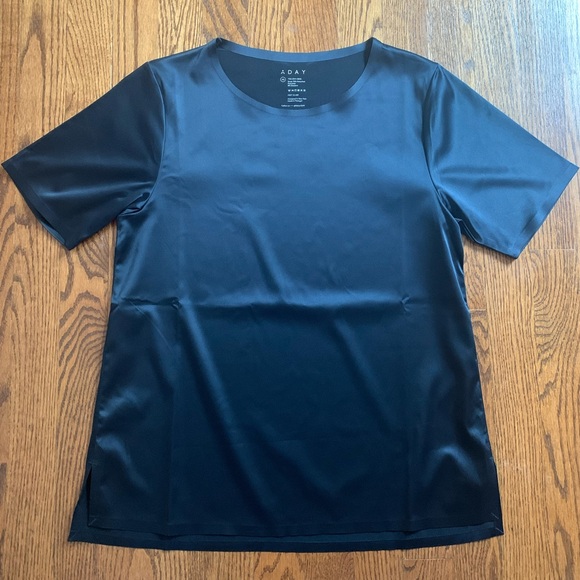 ADAY First Class Satin T-Shirt, ‘Midnight’ black/blue, size XS - Picture 3 of 8